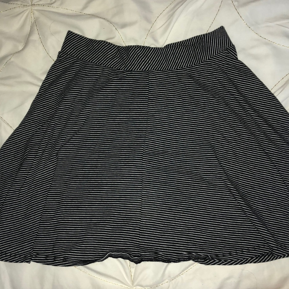 Black and White Striped Skater Skirt